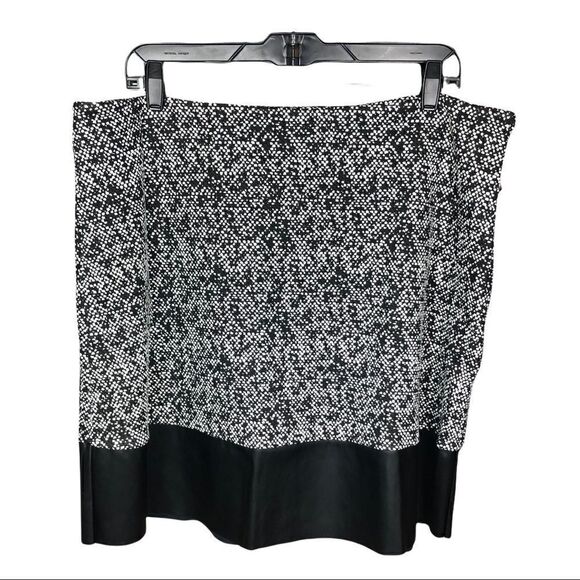 Michael Michael Kors Skirt Black White Print Faux Leather Hem Side Zipper XXL - Picture 7 of 10